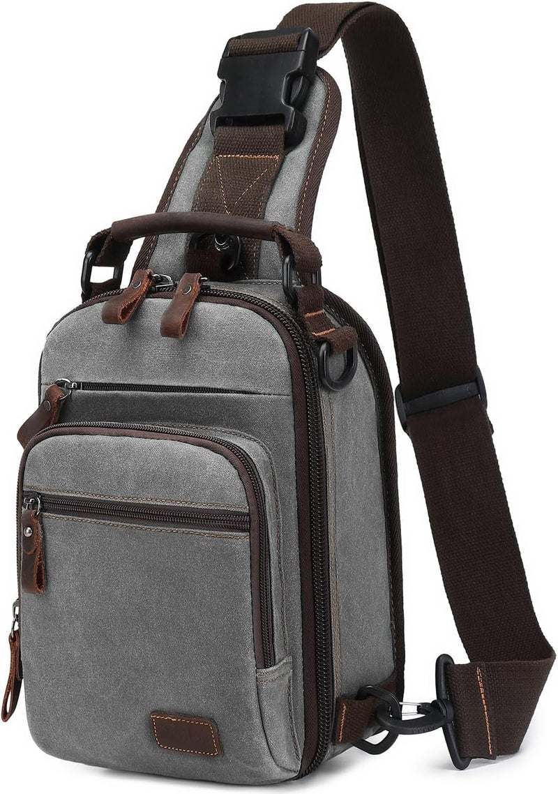 NerIion Nerlion Sling Bag for Men Waxed Canvas Crossbody Bag Chest Bag Water Resistant Shoulder Bag Casual Daypack - Image 1